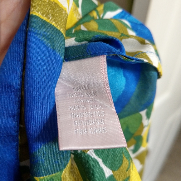 Rebecca Taylor Silk Blue & Lemon Print Summer Dress 2 - Picture 9 of 10